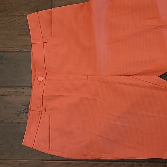 Anne Klein women's coral pink cropped pants with textured pattern size 14 - Picture 2 of 9